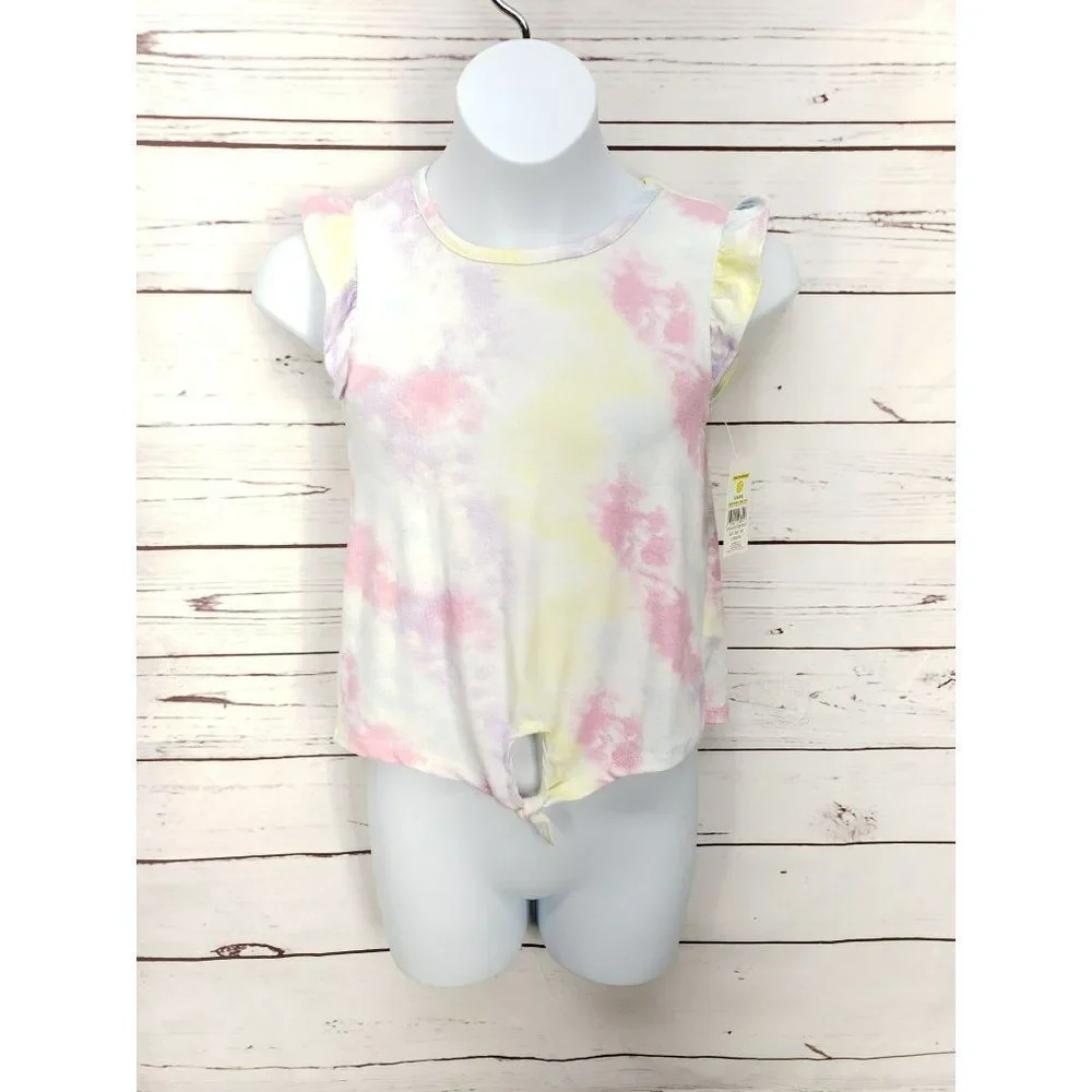 Bobbie Brooks Small 6/6x‎ Rainbow tye dye ruffle sleeve tie front blouse